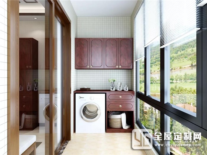 客厅阳台如何变成洗衣房？德维尔全屋定制一个柜子就能搞定！