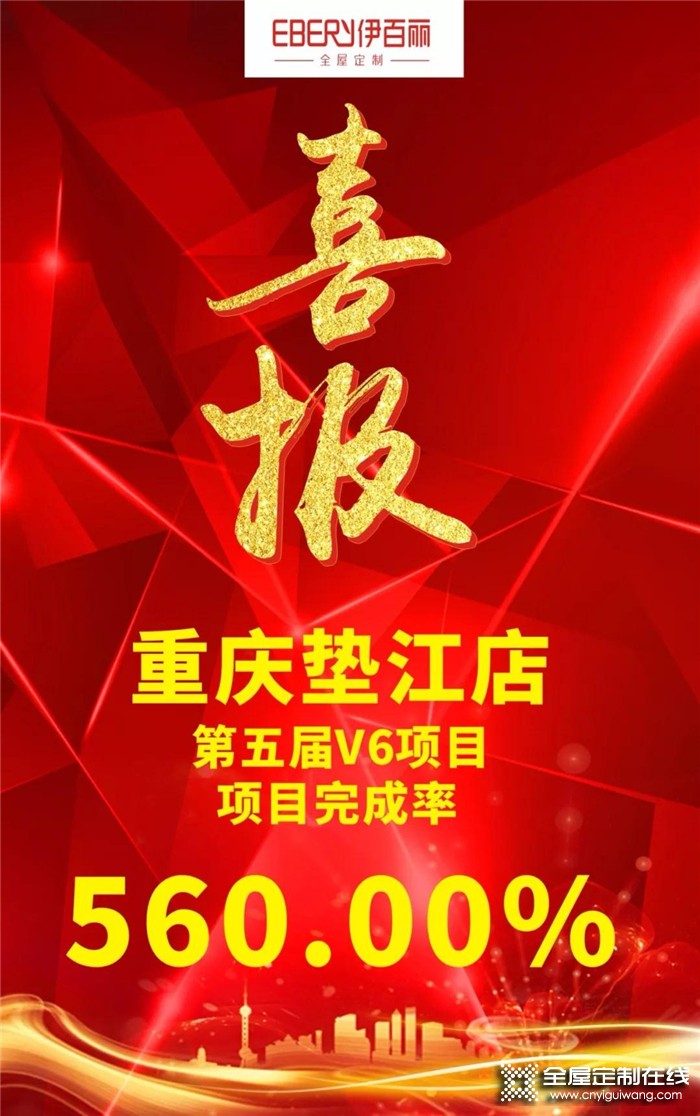 伊百丽伊百丽全屋定制第五届V6项目比赛，重庆垫江店整体完成率高达560%！