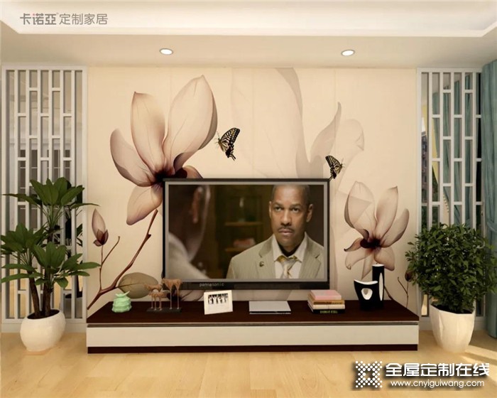 电视背景墙跟着卡诺亚这样设计，客厅瞬间就变的高级了