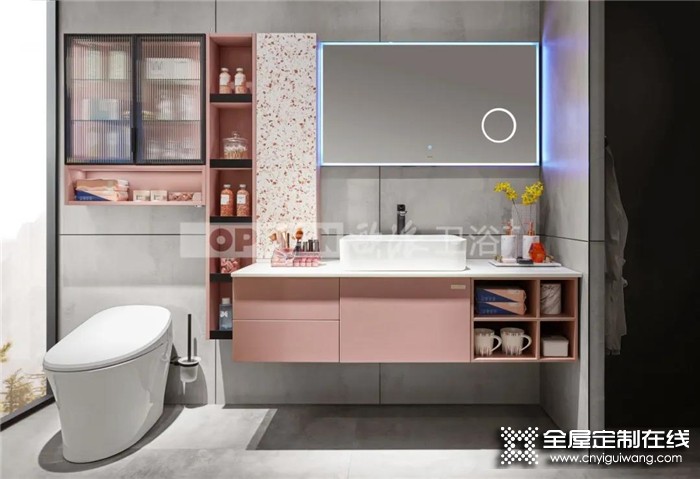 欧派浴室柜新品，难得一见的粉色，托尔斯港浪漫指数100%！