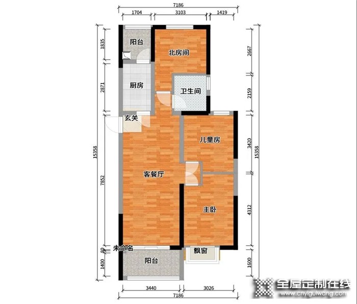 卡诺亚设计案例：80㎡的现代三房空间