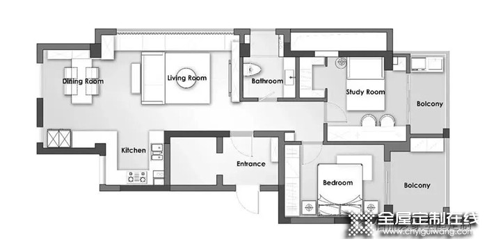 看佰丽爱家设计的84平米现代风2居室小户型，收纳好又显大！
