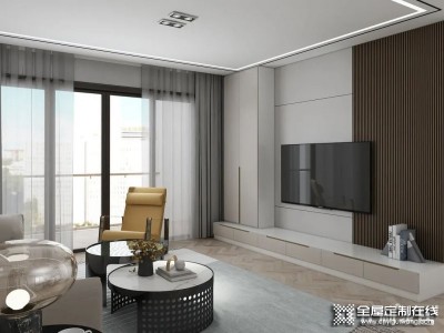 极简客厅设计 电视柜烤漆门更美观、环保！