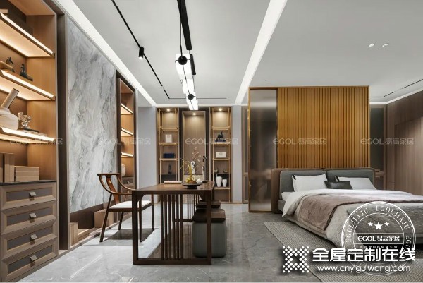 易高定制家居新中式系列卧室、书房装修效果图